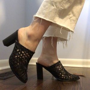 Black Crochet Detailed Mule